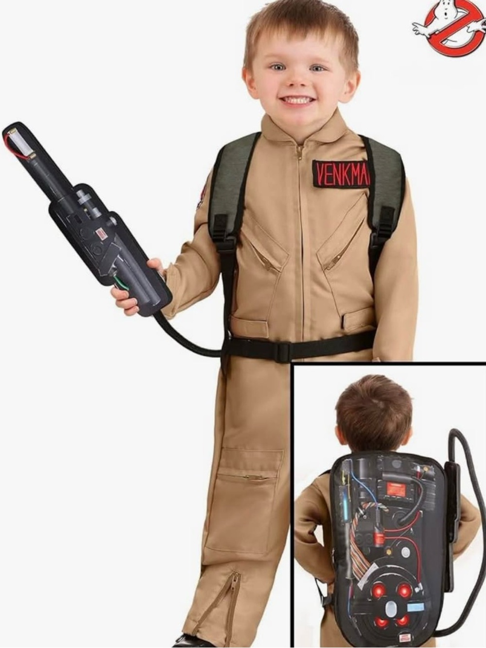 Child Ghostbuster Costume with Proton Pack - Tan